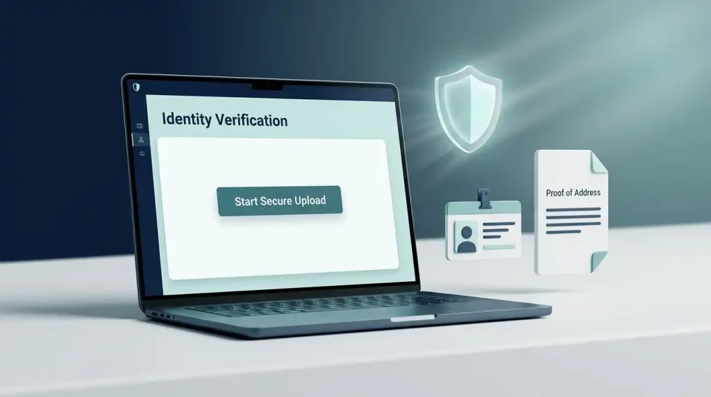 Neutral illustration of identity, address and secure upload checks